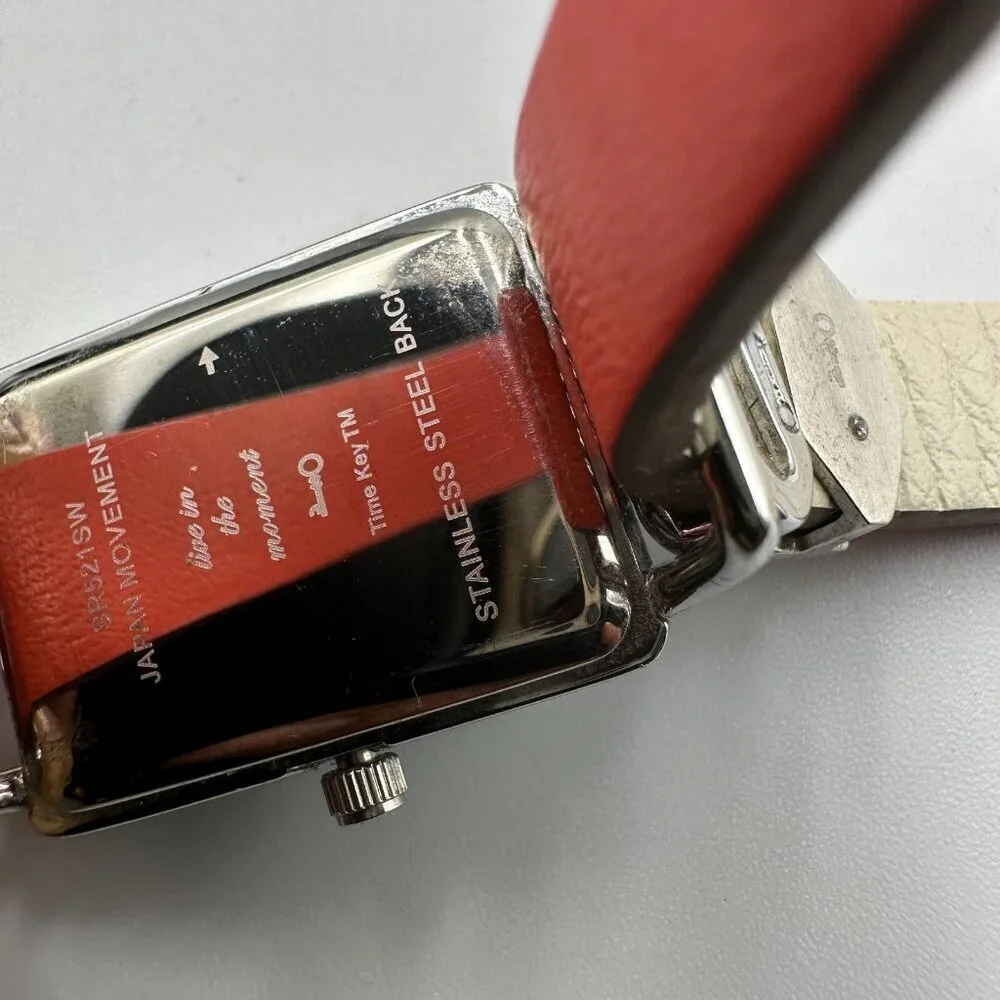 3/$30 Keep Collective Watch Women Silver Tone Orange Reversible Band New Battery